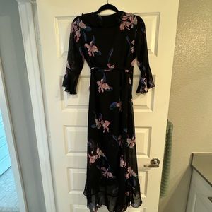 Guess floral midi wrap dress